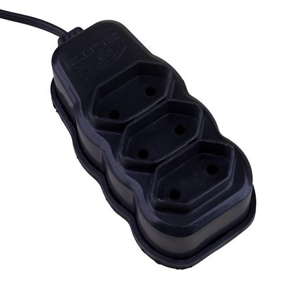 Extensão 10m com 3 Tomadas 2P Elite Preta