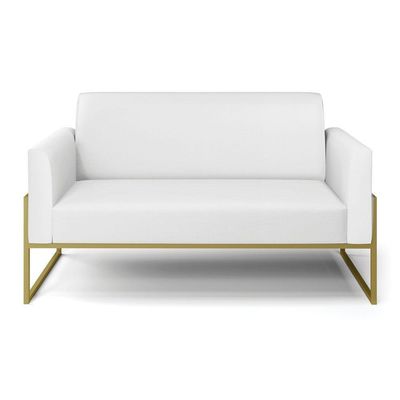 Sofá Namoradeira Base Industrial Alta Dourado Marisa Corino Branco D03 - D\'rossi