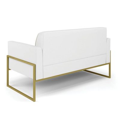 Sofá Namoradeira Base Industrial Alta Dourado Marisa Corino Branco D03 - D\'rossi