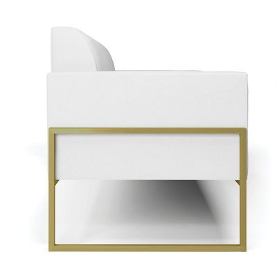 Sofá Namoradeira Base Industrial Alta Dourado Marisa Corino Branco D03 - D\'rossi