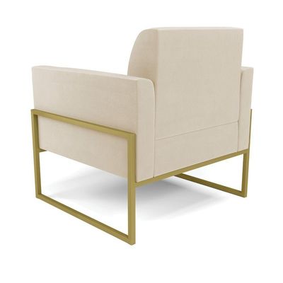 Poltrona Base Industrial Alta Dourado Marisa Suede D03 - D\'rossi Cor Bege