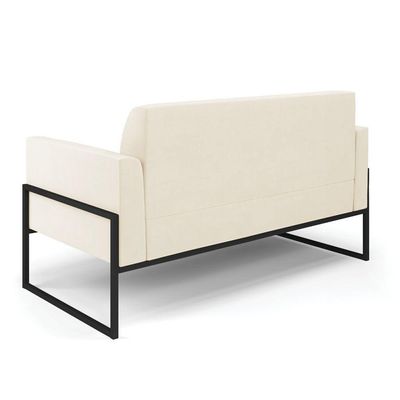 Sofá Namoradeira Com Poltrona Base Industrial Alta Preto Marisa Veludo D03 - D\'rossi Cor Bege