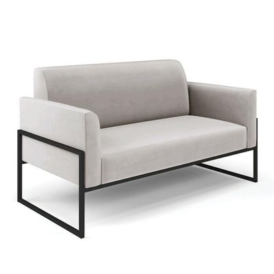 Sofá Namoradeira Base Industrial Alta Preto Marisa Veludo D03 - D\'rossi Cor Cinza