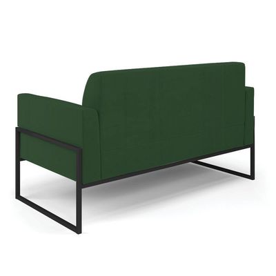 Sofá Namoradeira Com 2 Poltronas Base Industrial Alta Preto Marisa Veludo Verde D03 - D\'rossi