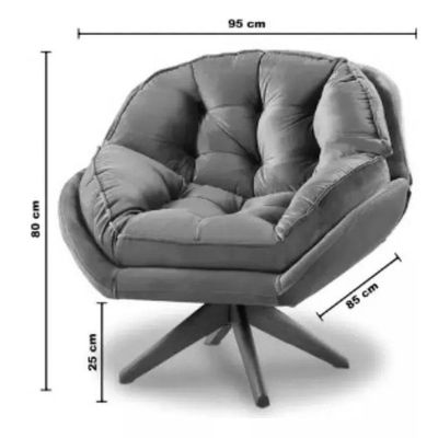 Poltrona Decorativa Califórnia Com Base Giratória Veludo - Ssx Multicoisas Cor Vermelho