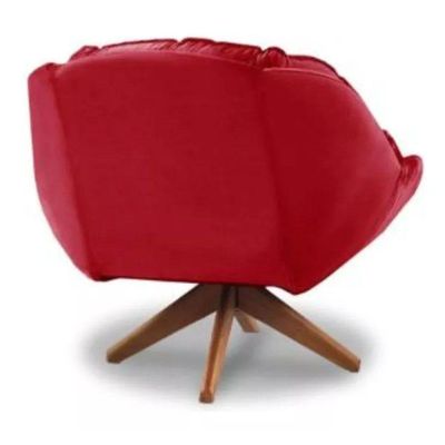 Poltrona Decorativa Califórnia Com Base Giratória Veludo - Ssx Multicoisas Cor Vermelho