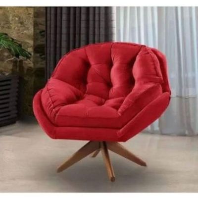 Poltrona Decorativa Califórnia Com Base Giratória Veludo - Ssx Multicoisas Cor Vermelho