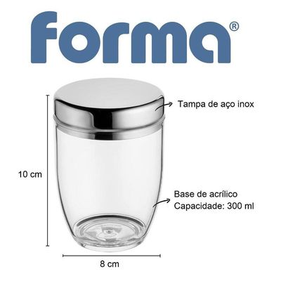 Pote Multiuso Tampa Inox Banheiro Casa Porta Condimentos 300ml Banheiro Porta Cotonete Organizador