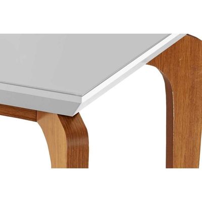 Mesa Para Cozinha Londrina + Tampo Madeirado Vidro Reto 120x80cm Imbuia-off White - Rufato