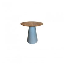 Mesa De Apoio Cone Base Cimento Texturizado - Tampo Mezzo Castani 60cm Altura 60cm Branco