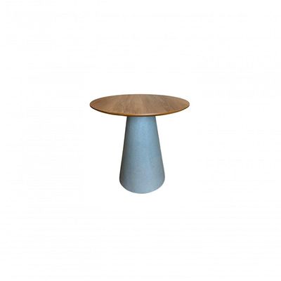 Mesa De Apoio Cone Base Cimento Texturizado - Tampo Mezzo Castani 60cm Altura 60cm Branco