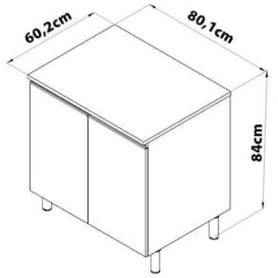Balcão Bartira Cristal MDP 15mm com 2 Portas e 1 Prateleira - 80,1cm de largura Bege