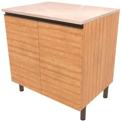 Balcão Bartira Cristal MDP 15mm com 2 Portas e 1 Prateleira - 80,1cm de largura Bege