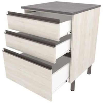 Balcão Bartira Cristal MDP 15mm com 3 Gavetas - 60cm de largura Bege Claro