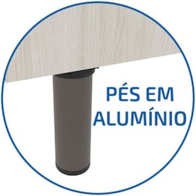 Balcão Bartira Cristal MDP 15mm com 3 Gavetas - 60cm de largura Bege Claro