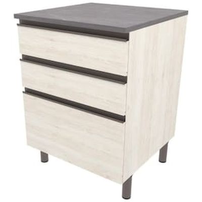 Balcão Bartira Cristal MDP 15mm com 3 Gavetas - 60cm de largura Bege Claro