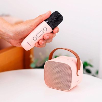 Mini Karaoke E Microfone Rosa