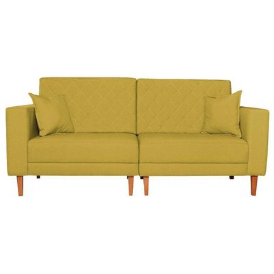 Sofá 03 Lugares Living Ponza Suede Cor Amarelo
