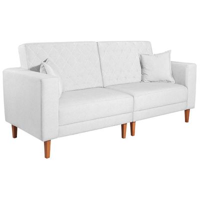 Sofá 03 Lugares Living Ponza Sintético Cor Branco