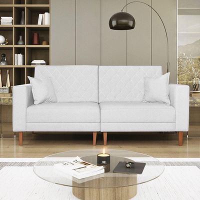Sofá 03 Lugares Living Ponza Sintético Cor Branco