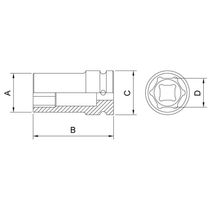 Soquete De Impacto Sextavado Longo Em Aço Cromo Molibdênio 23 Mm - Encaixe 1-2\'\' Pro