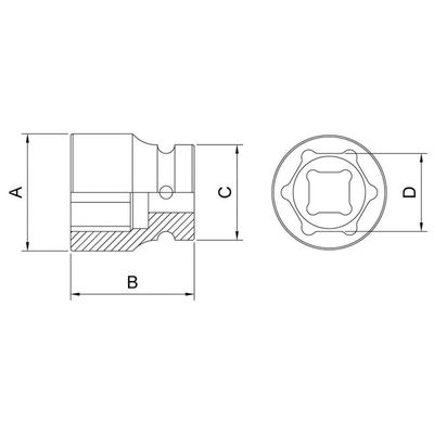 Soquete De Impacto Sextavado Em Aço Cromo Molibdênio 33 Mm - Encaixe 1-2\'\' Tramontina