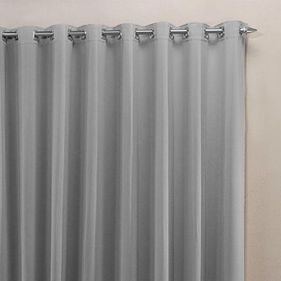 Cortina 4,00x2,30 Sala Quarto Cozinha Voil Forro Blackout Cor:cinza