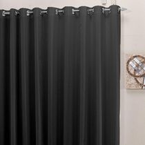 Cortina 5,00x2,60 Sala Quarto Cozinha Voil Forro Blackout Cor:cinza