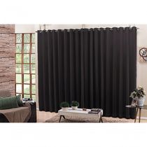 Cortina 5,00x2,60 Sala Quarto Cozinha Voil Forro Blackout Cor: Preto