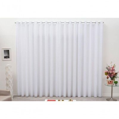 Cortina 4,00x2,30 Sala Quarto Cozinha Voil Forro Blackout Cor:xadrez Branco