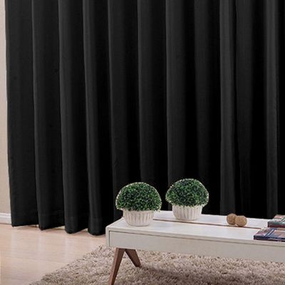 Cortina 5,00x2,60 Sala Quarto Cozinha Voil Forro Blackout Cor: Preto