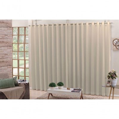 Cortina 3,00x2,50 Sala Quarto Cozinha Voil Blackout Tecido Cor:bege