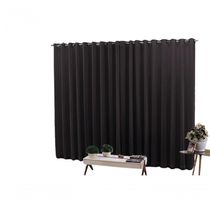 Cortina 4,00x2,30 Sala Quarto Cozinha Voil Forro Blackout Cor: Preto