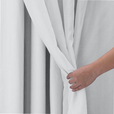 Cortina 4,00x2,30 Sala Quarto Cozinha Voil Forro Blackout Cor:gelo