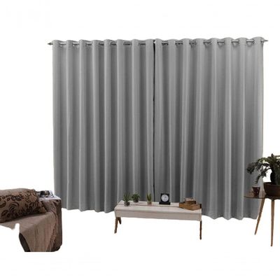 Cortina 6,00x2,60 Sala Quarto Cozinha Voil Forro Blackout Cor:cinza