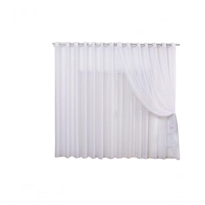 Cortina 3,00x2,80 Sala Quarto Cozinha Varão Voil Duplo Cor:pérola