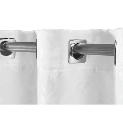 Cortina 4,00x2,30 Sala Quarto Cozinha Varão Tecido Jacquard Cor:branco