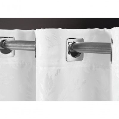 Cortina 4,00x2,30 Sala Quarto Cozinha Varão Tecido Jacquard Cor:branco