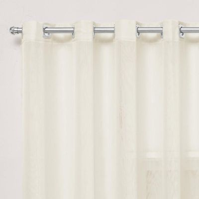 Cortina 6,00x2,50 Sala Quarto Cozinha Varão Voil Duplo Cor:pérola