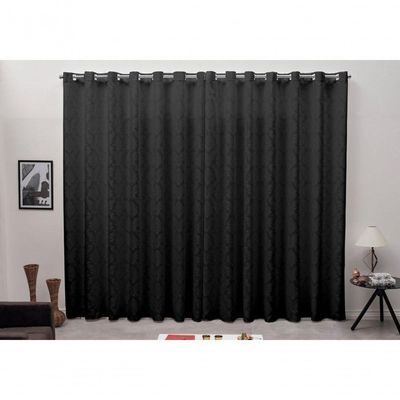Cortina 3,00x2,30 Sala Quarto Cozinha Varão Tecido Jacquard Cor: Preto