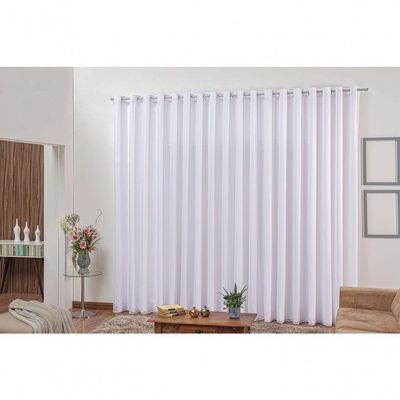 Cortina 2,80x1,80 Sala Quarto Cozinha Varão Voil Microfibra Cor:branco