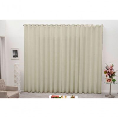 Cortina 2,80x1,80 Sala Quarto Cozinha Varão Voil Microfibra Cor:xadrez Bege