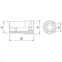Soquete De Impacto Sextavado Longo Em Aço Cromo Molibdênio 27 Mm - Encaixe 1-2\'\' Tramontina