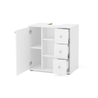 Bancada De Banheiro 3386 1 Porta E 3 Gavetas C-pé 60cm Cor Branco - Politorno