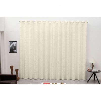 Cortina 4,00x2,30 Sala Quarto Cozinha Varão Tecido Jacquard Cor:pérola