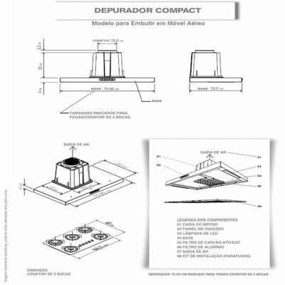Depurador De Embutir Inox 75 Cm Compact New Inox 220V 220v