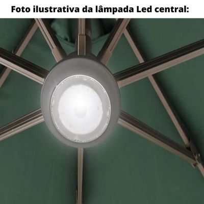 Ombrelone Lateral Cancun Rivatti 300 Cm Em Alumínio Com Base Iluminação Led Capa Em Poliéster Fendi