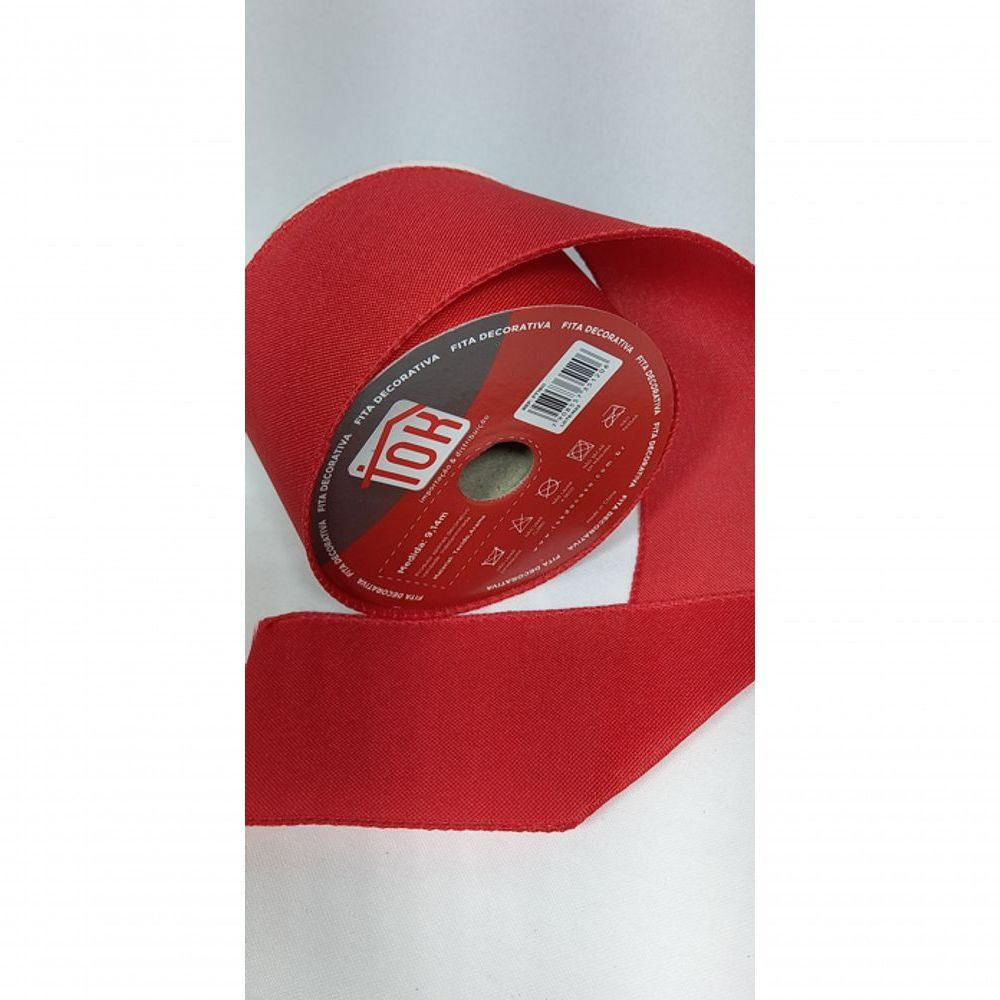 Fita Decorativa Vermelha Lisa 7Cm