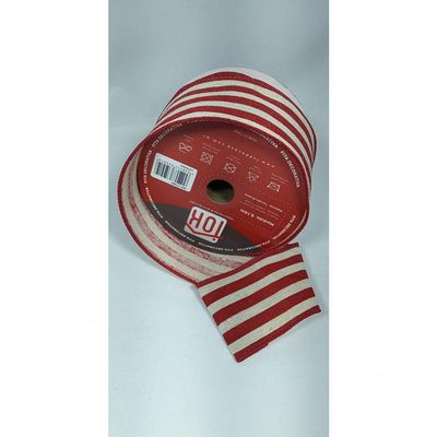 Fita Decorativa Vermelha Com Listras