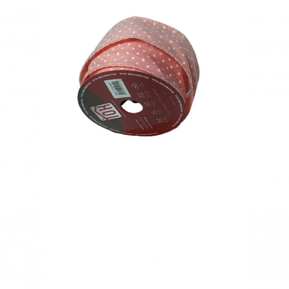 Fita Decorativa Rosa Com Poá Ft019